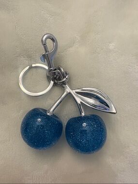 Blue Glitter Cherry Keychain & Card Holder Accessory